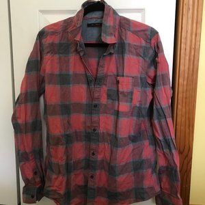 Mens plaid collared button up shirt